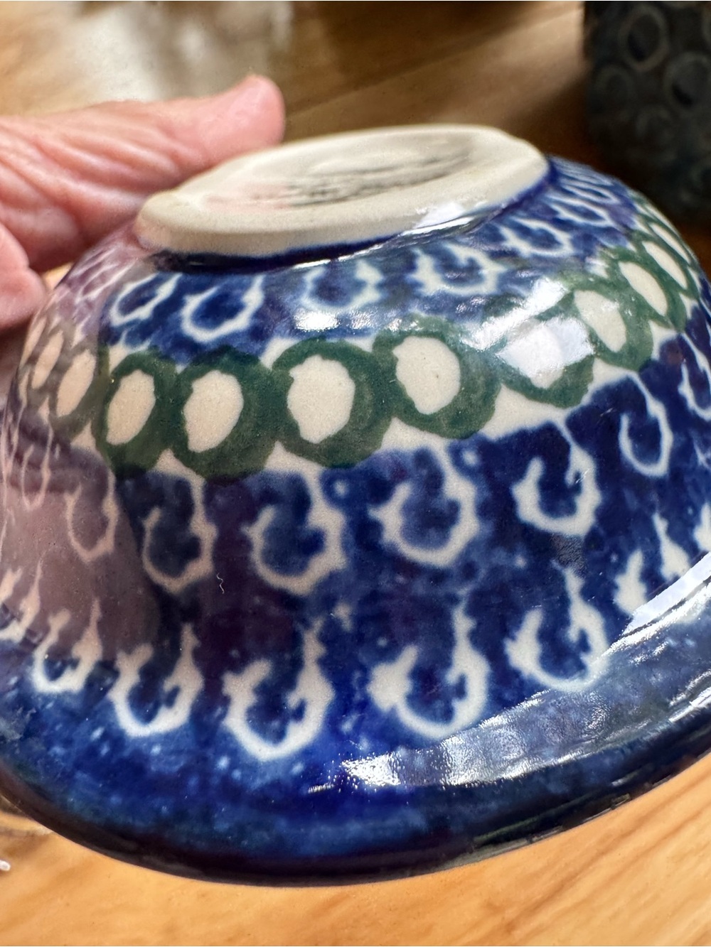 Unik Blue and Green Hand-Painted Oval Ceramic soap dish polish pottery - Picture 4 of 7